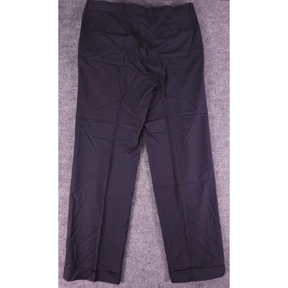 Hugo Boss‎ Suit Mens 42L Navy Blue 3 Button 100% Wool Canvas Pants 38x33 Pleated